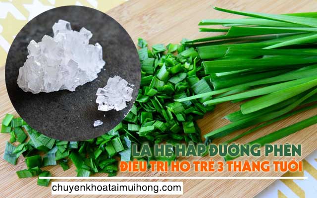 Lá hẹ hấp đường phèn điều trị ho cho trẻ 3 tháng tuổi