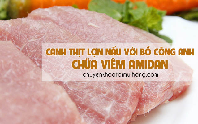 Dùng món canh thịt lợn nấu với bồ công anh chữa viêm amidan