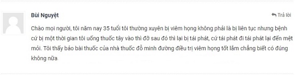 Bài thuốc gia truyền Đỗ Minh Đường chữa viêm họng tốt không?