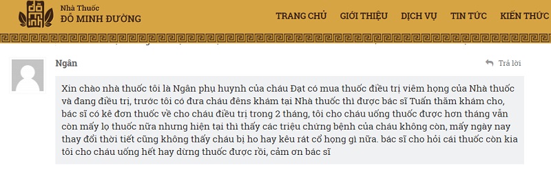 Chia sẻ của chị Ngân về hiệu quả chữa viêm phế quản của bài thuốc Nam gia truyền dòng họ Đỗ Minh