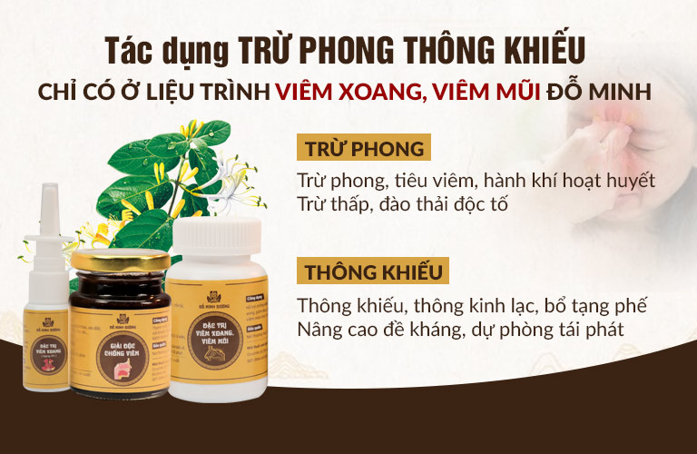 Cơ chế trị bệnh TRỪ PHONG THÔNG KHIẾU được vận dụng trong bài thuốc viêm xoang Đỗ Minh Đường