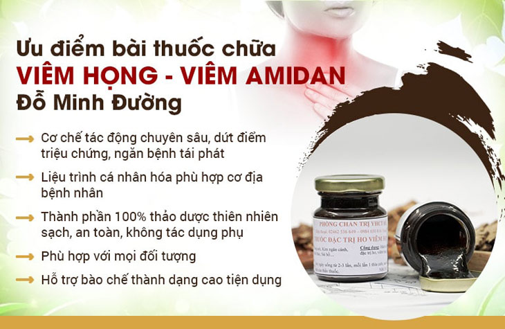 Ưu điểm bài thuốc viêm họng, viêm amidan Đỗ Minh Đường